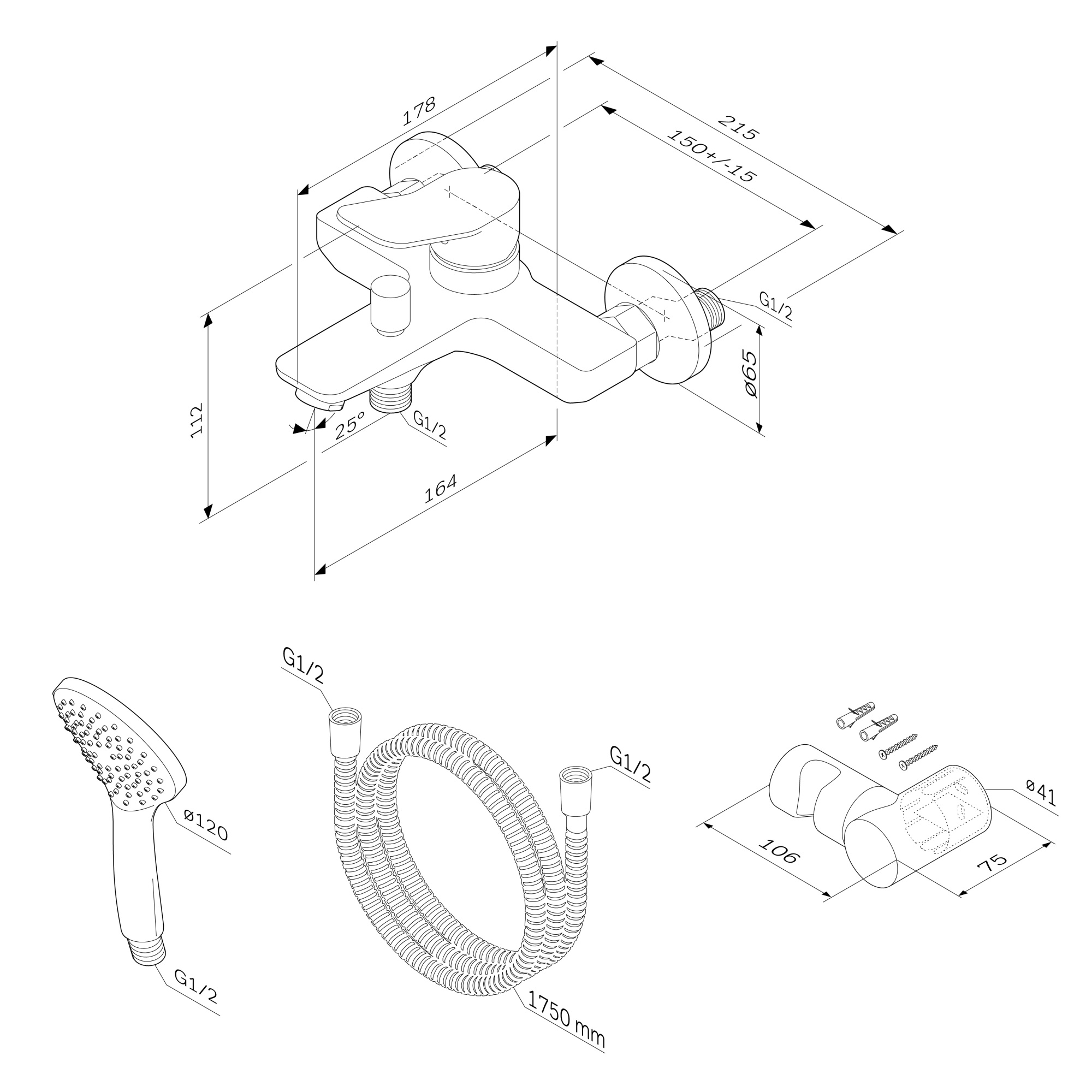 Смеситель для ванны Am.Pm X-Joy F85A15000