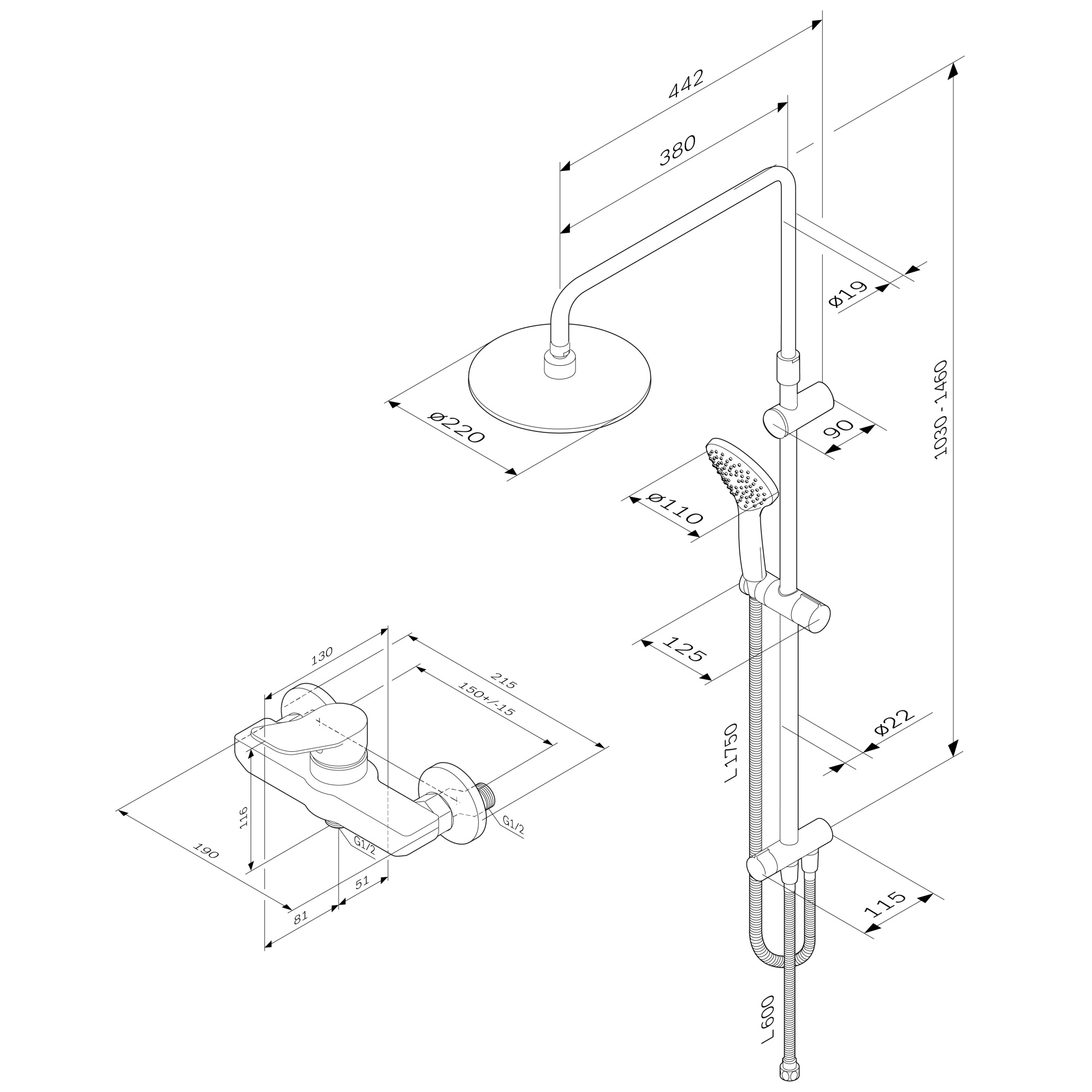 Душевая система Am.Pm X-Joy F40885A24