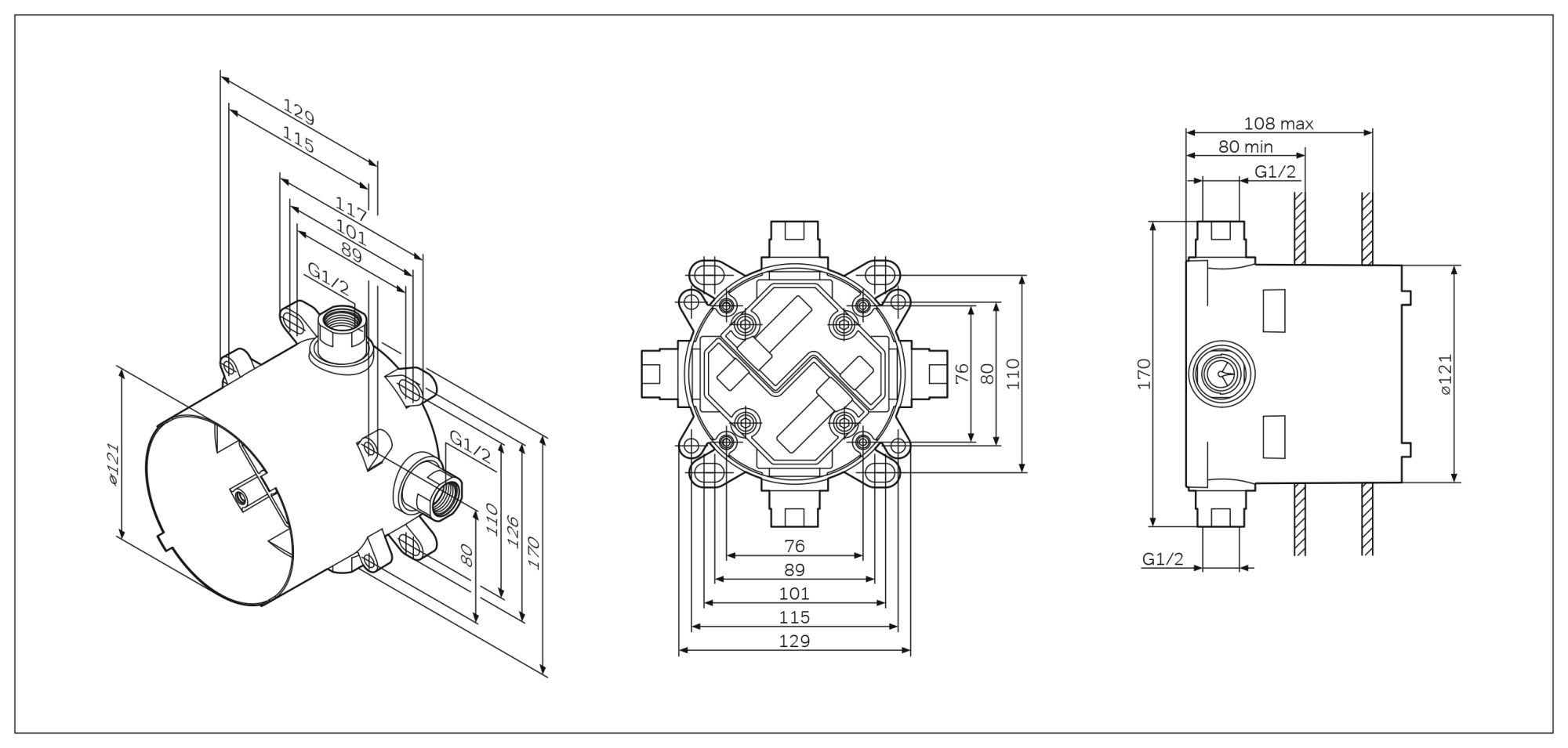 Универсальная встроенная часть Am.Pm MultiDock F100100